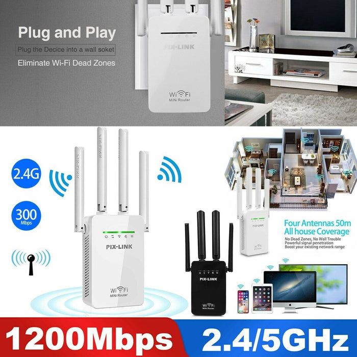 1200Mbps Dual Band WiFi Extender for Faster and Wider Coverage - Monsta Online