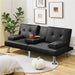 3 - in - 1 Convertible Futon Sofa Bed with Cup Holders and Plush Pillows - Monsta Online
