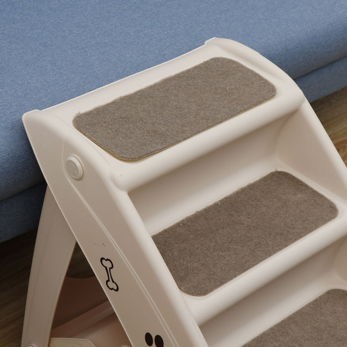 Non - Slip 4 - Steps Foldable Dog Stairs with Sturdy Support Frame for High Beds - Monsta Online