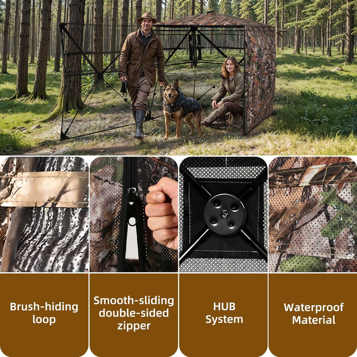 360 View Camouflage See Through Hunting Blind with Full Side Entry for 2 to 3 Persons - Monsta Online