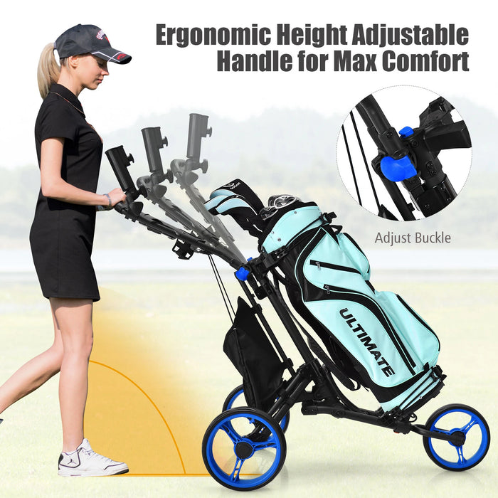 Premium Folding Golf Push Cart with Adjustable Ergonomic Handle and Storage Bag - Monsta Online