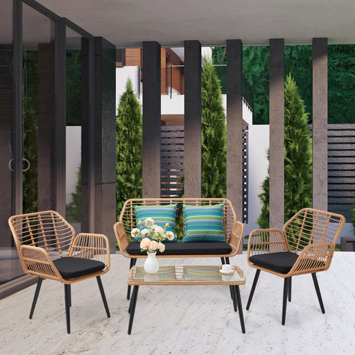 Modern 4 - Piece Rattan Table and Chair Patio Furniture Set for Relaxation - Monsta Online