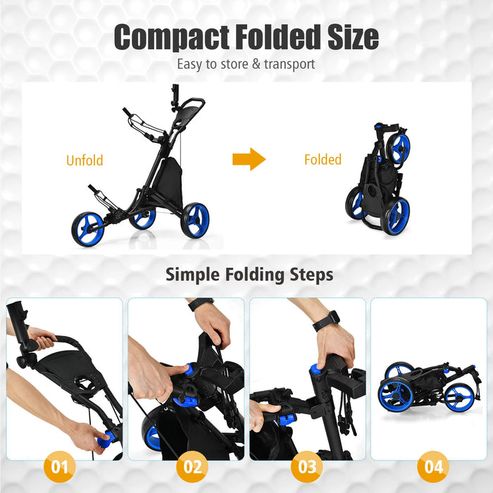Premium Folding Golf Push Cart with Adjustable Ergonomic Handle and Storage Bag - Monsta Online