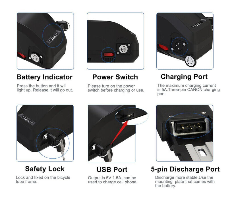 Durable 48V Lithium Electric Bike Battery for 200W - 1500W Motor - Monsta Online