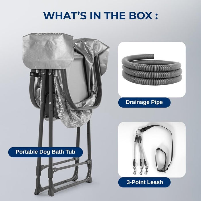 Foldable Dog Grooming Bath Tub with Quick Drain and Leash Safety Strap - Monsta Online