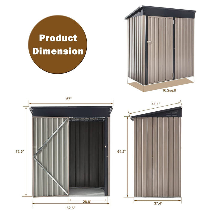Heavy - Duty 5x3FT Metal Outdoor Garden Shed for Tools and Equipment Storage - Monsta Online