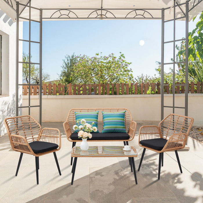 Modern 4 - Piece Rattan Table and Chair Patio Furniture Set for Relaxation - Monsta Online