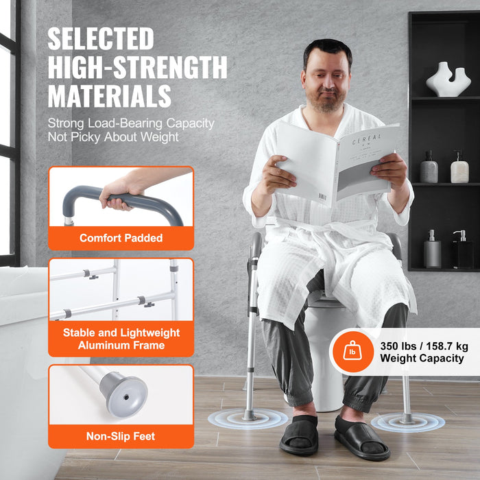 Non - Slip 350LBS Toilet Seat Riser for Seniors with Padded Arms - Monsta Online