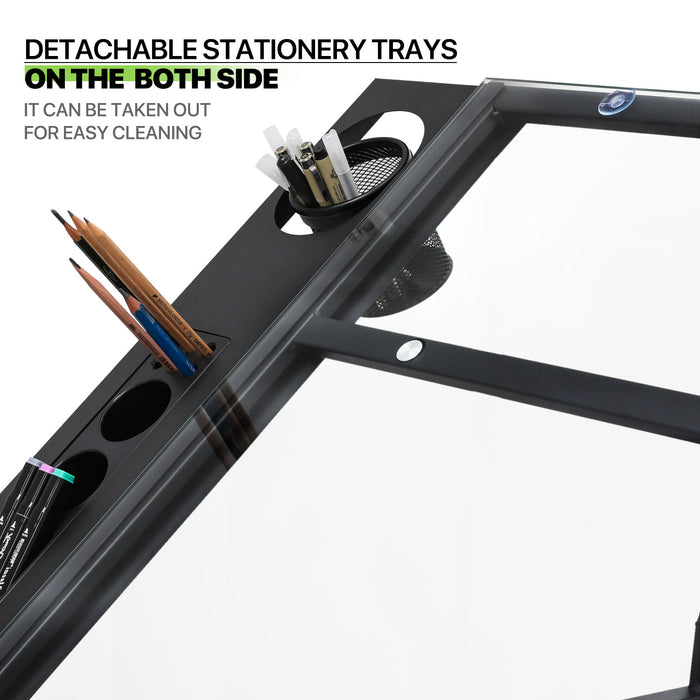 Professional Tempered Glass Drafting Table with Adjustable Angle and Bonus Stool - Monsta Online