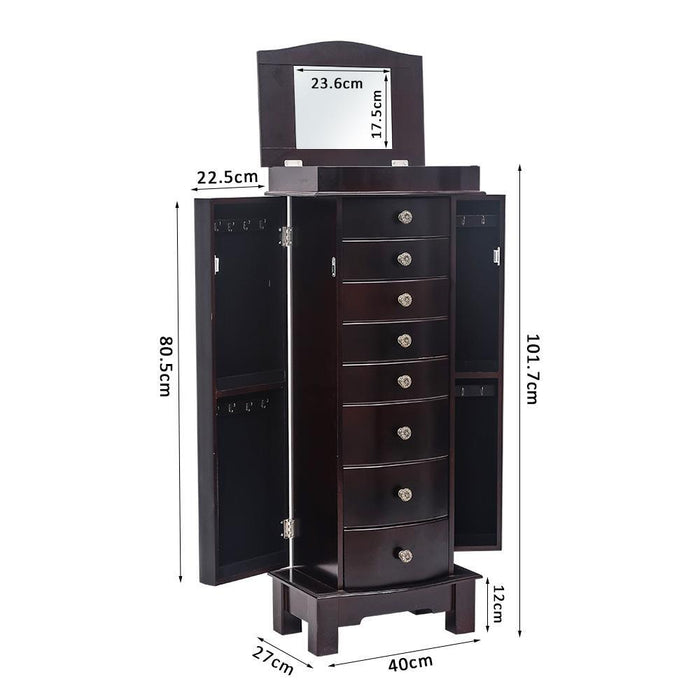 Deluxe 40 - Inch Wooden Jewelry Cabinet with Ample Drawer Storage - Monsta Online