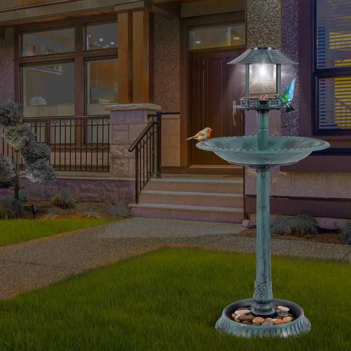 Elegant 3 - in - 1 Solar - Powered Bird Bath with Feeder and Flower Planter - Monsta Online