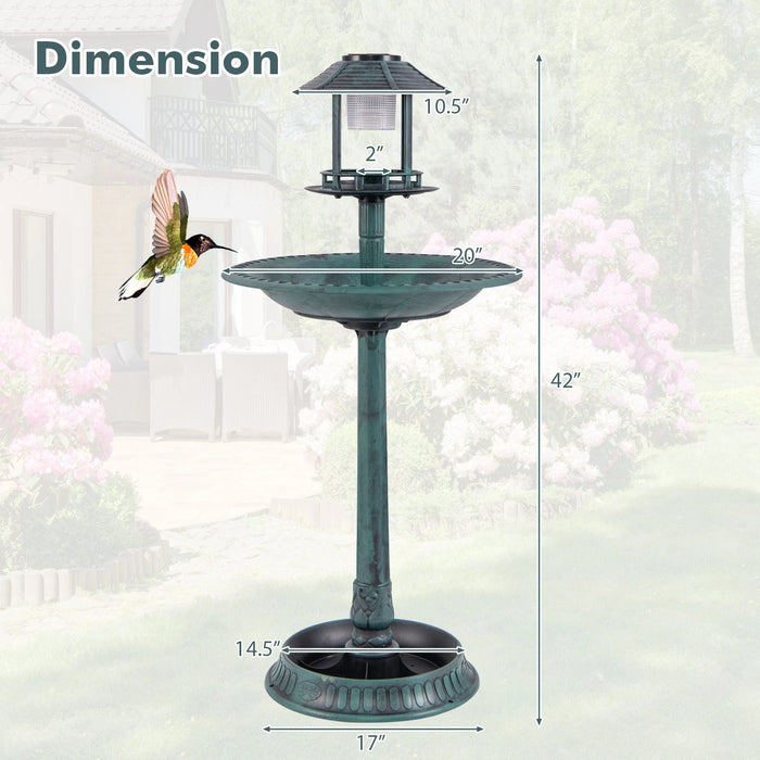 Elegant 3 - in - 1 Solar - Powered Bird Bath with Feeder and Flower Planter - Monsta Online