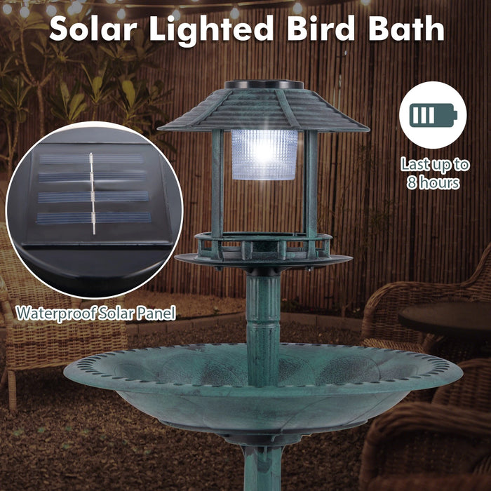 Elegant 3 - in - 1 Solar - Powered Bird Bath with Feeder and Flower Planter - Monsta Online
