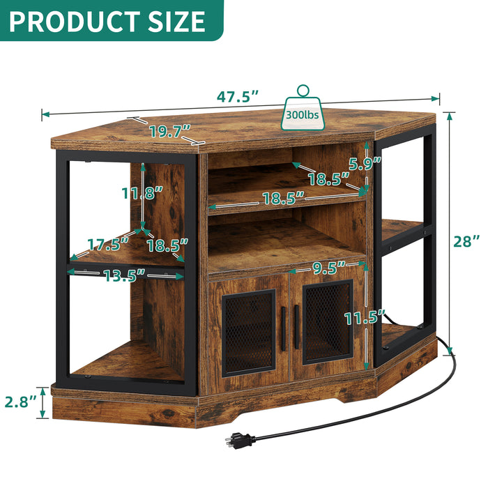 Corner TV Stand with Media Console and Storage Cabinet – Up to 55" TVs - Monsta Online