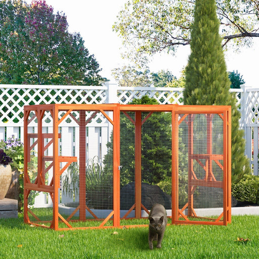 Large Wooden Catio Outdoor Cat Enclosure for Multiple Cats and Playtime Freedom - Monsta Online