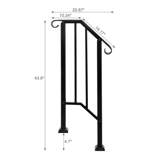 Heavy - Duty Iron Handrail for 1 - 2 Steps Outdoor Stair Safety Support - Monsta Online