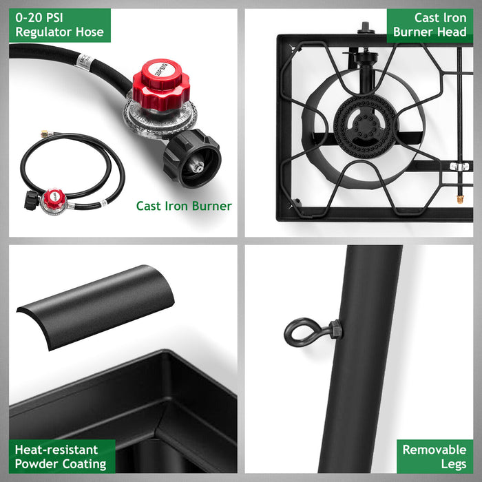 Portable 3 - Burner Propane Camp Stove with Removable Legs for Outdoor Cooking - Monsta Online