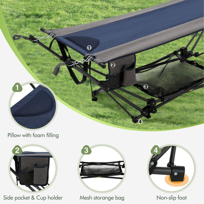 Heavy - Duty Folding Hammock with Sturdy Free - Standing Frame - Monsta Online