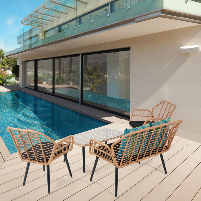 Modern 4 - Piece Rattan Table and Chair Patio Furniture Set for Relaxation - Monsta Online