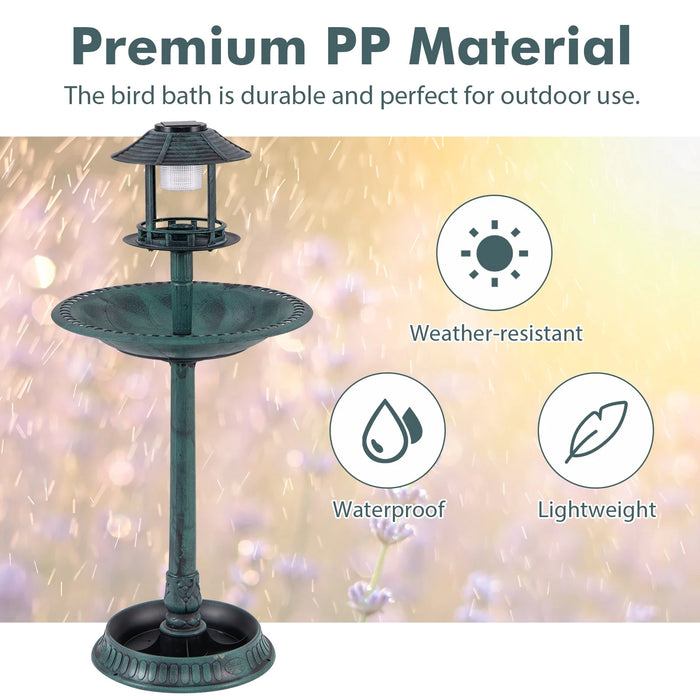 Elegant 3 - in - 1 Solar - Powered Bird Bath with Feeder and Flower Planter - Monsta Online