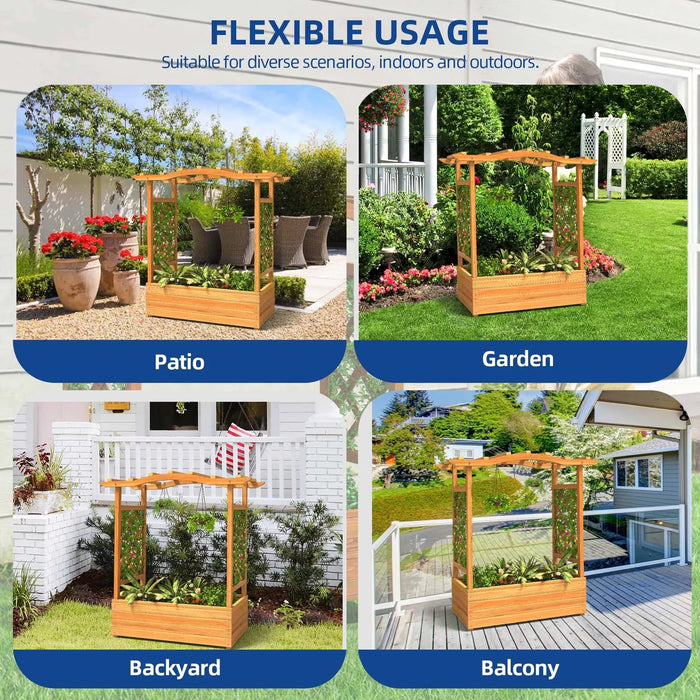 Elevated Wooden Garden Bed With Trellis & Hanging Roof - Monsta Online
