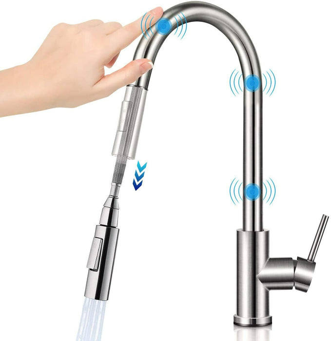Modern Touch - Activated Kitchen Sink Faucet with Easy Pull Down Spray - Monsta Online