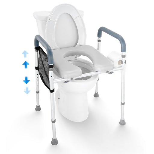 Non - Slip 350LBS Toilet Seat Riser for Seniors with Padded Arms - Monsta Online