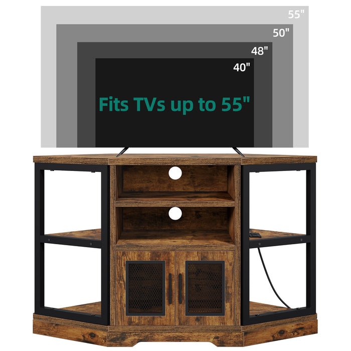 Corner TV Stand with Media Console and Storage Cabinet – Up to 55" TVs - Monsta Online