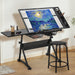 Professional Tempered Glass Drafting Table with Adjustable Angle and Bonus Stool - Monsta Online