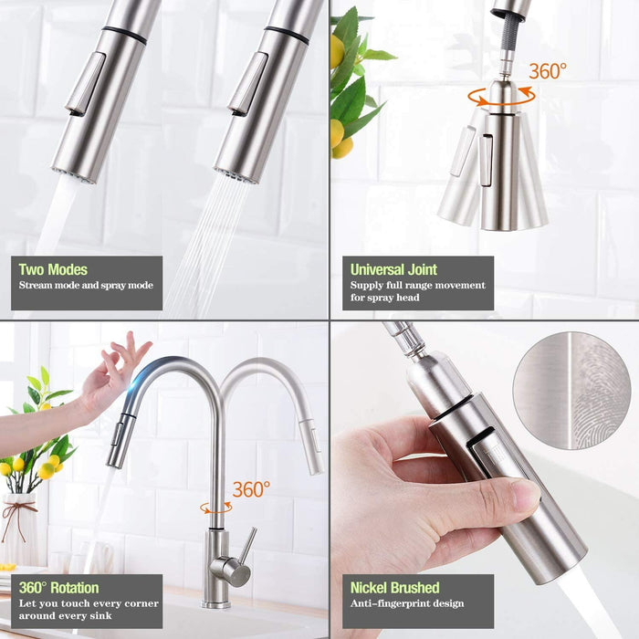 Modern Touch - Activated Kitchen Sink Faucet with Easy Pull Down Spray - Monsta Online