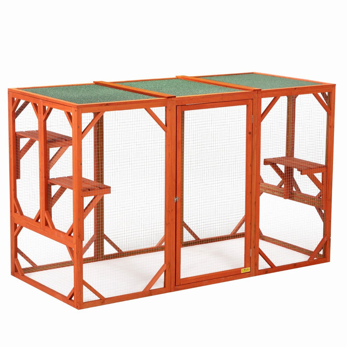 Large Wooden Catio Outdoor Cat Enclosure for Multiple Cats and Playtime Freedom - Monsta Online
