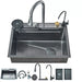 24" Flying Rain Waterfall Kitchen Sink Set with Integrated Faucet and Cup Washer - Monsta Online
