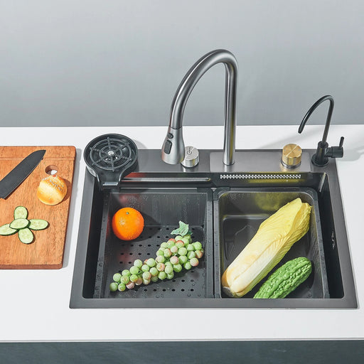 24" Flying Rain Waterfall Kitchen Sink Set with Integrated Faucet and Cup Washer - Monsta Online