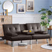 3 - in - 1 Convertible Futon Sofa Bed with Cup Holders and Plush Pillows - Monsta Online