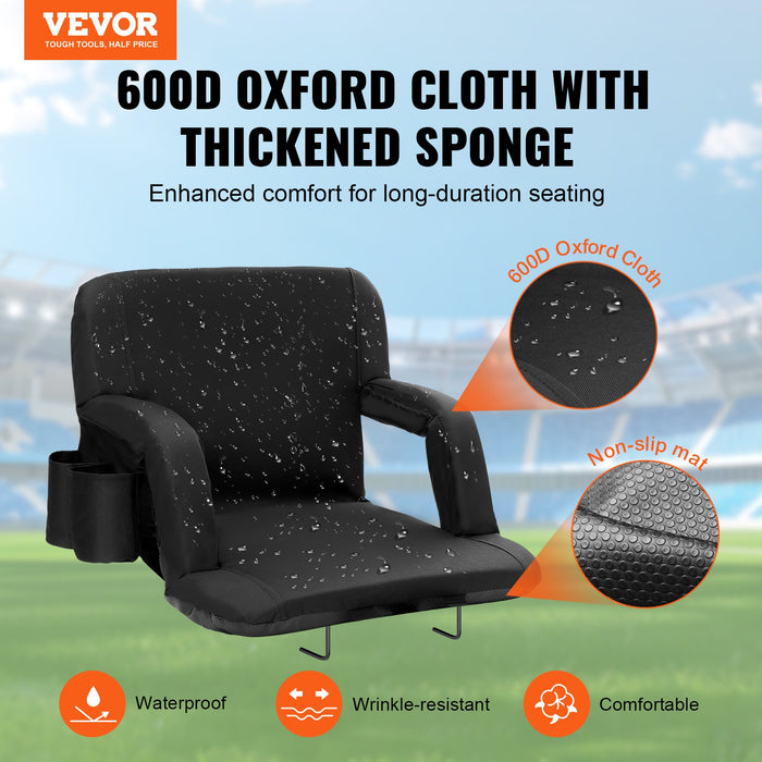 Deluxe Folding Stadium Bleacher Seat Pad Chair with Reclining Back Support - Monsta Online