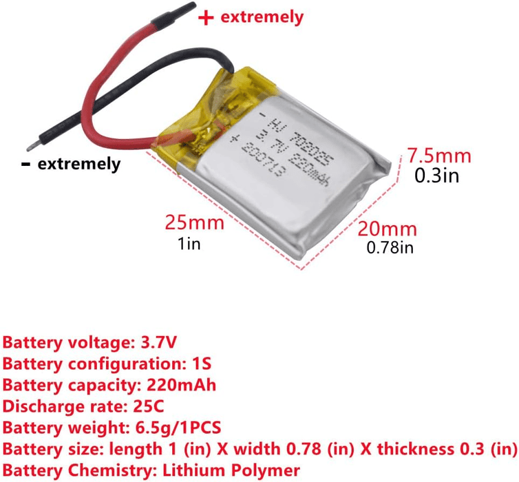 Firefly S107 Extra 2 X 3.7V 220Mah Lithium Batteries - Monsta Online