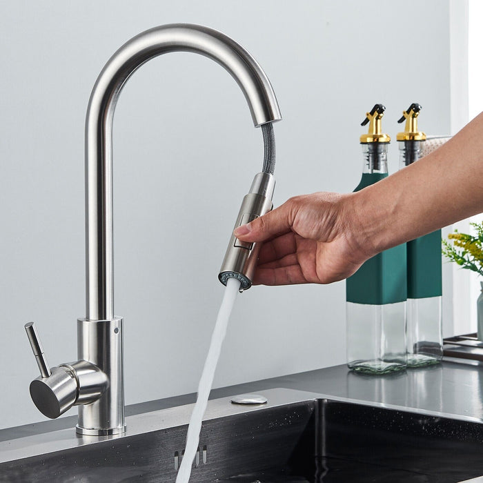 Ergonomic Single - Handle Pull - Down Kitchen Faucet with Pull Down Sprayer - Monsta Online