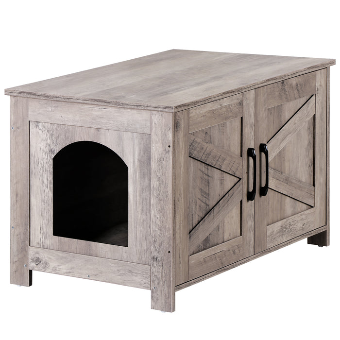Modern Cat Litter Box Enclosure Furniture with Elegant Barn - Style Door - Monsta Online