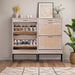 Modern Shoe Cabinet with Rattan Flip Drawers and Metal Frame - Monsta Online