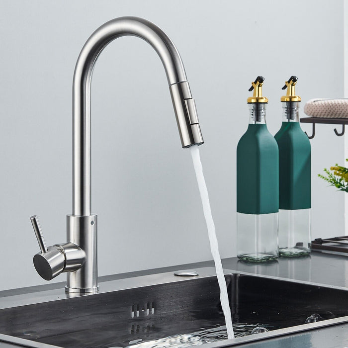 Ergonomic Single - Handle Pull - Down Kitchen Faucet with Pull Down Sprayer - Monsta Online