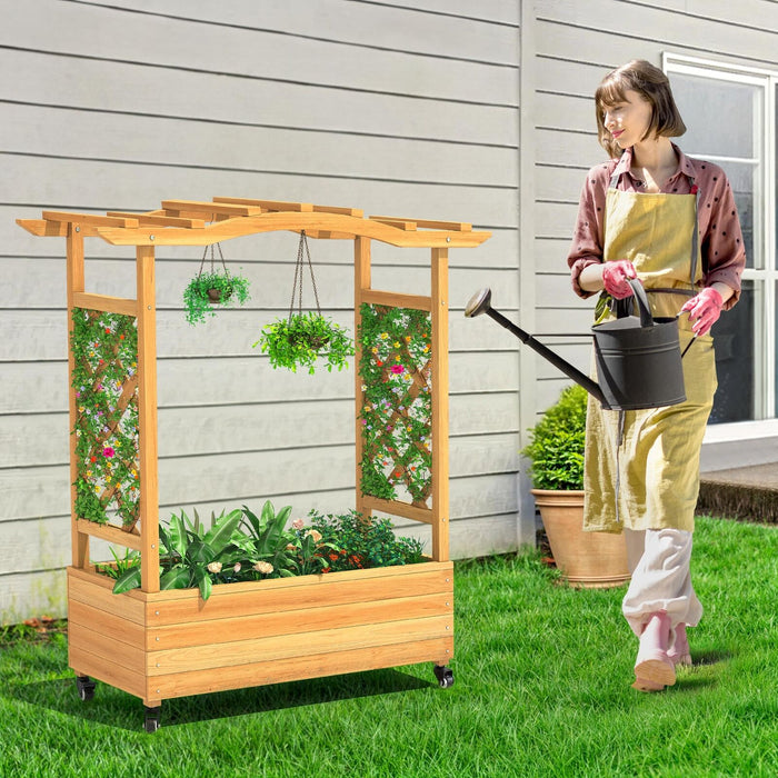 Elevated Wooden Garden Bed With Trellis & Hanging Roof - Monsta Online