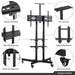 Height Adjustable Rolling TV Stand with Storage Shelves for 32–75 Inch Screens - Monsta Online