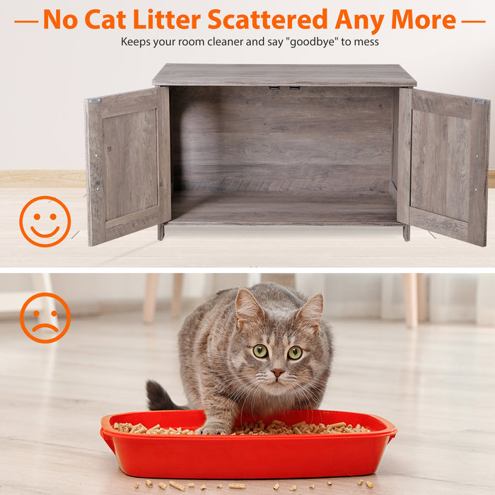 Modern Cat Litter Box Enclosure Furniture with Elegant Barn - Style Door - Monsta Online