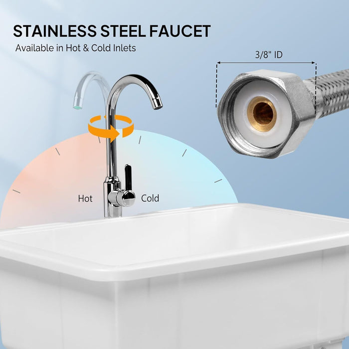 Multi Purpose Utility Laundry Sink with Stainless Steel Faucet and Removable Drainboard - Monsta Online