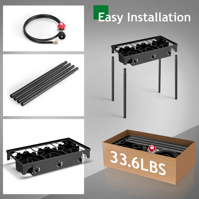 Portable 3 - Burner Propane Camp Stove with Removable Legs for Outdoor Cooking - Monsta Online