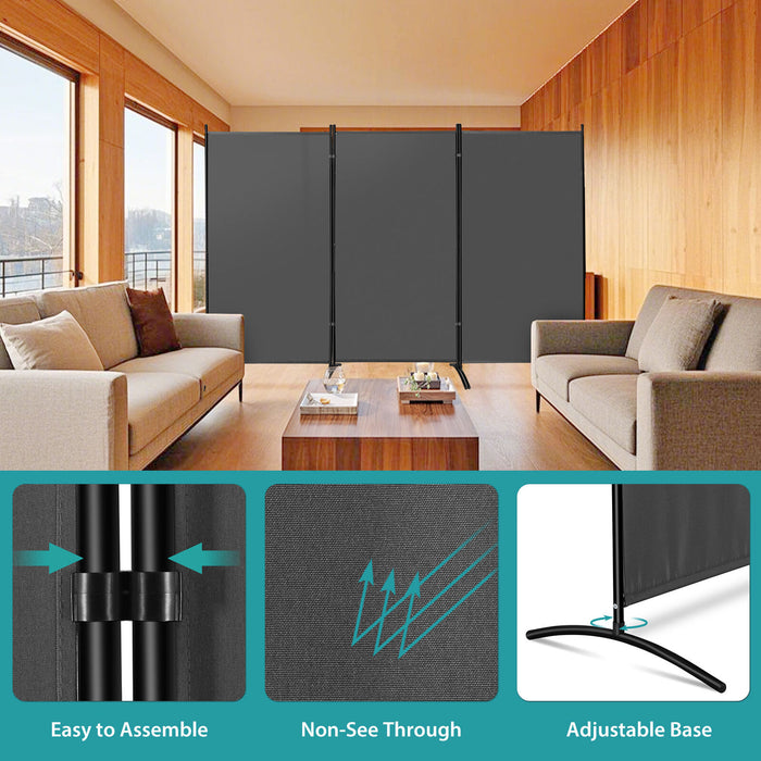 3 - Panel Folding Privacy Screen Room Divider 102" for Flexible Room Separation - Monsta Online