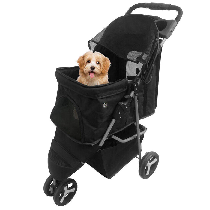 Premium Foldable 3 Wheel Pet Stroller with Cup Holder for Dogs and Cats - Monsta Online
