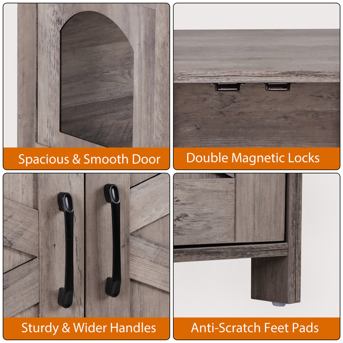 Modern Cat Litter Box Enclosure Furniture with Elegant Barn - Style Door - Monsta Online
