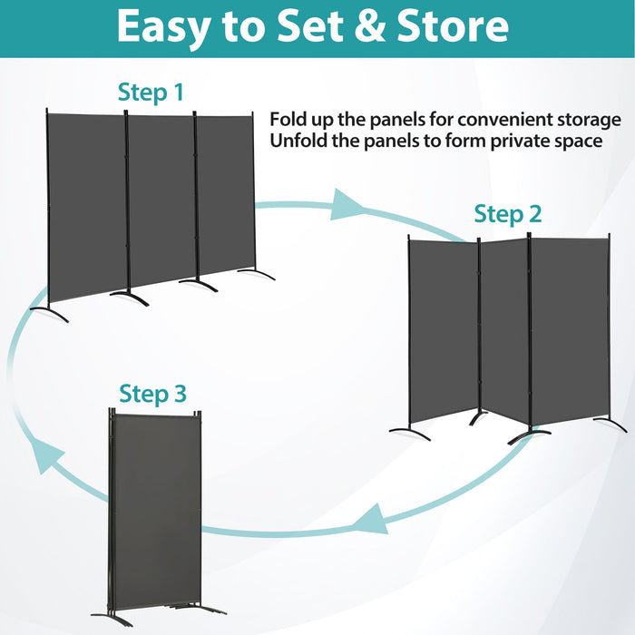 3 - Panel Folding Privacy Screen Room Divider 102" for Flexible Room Separation - Monsta Online