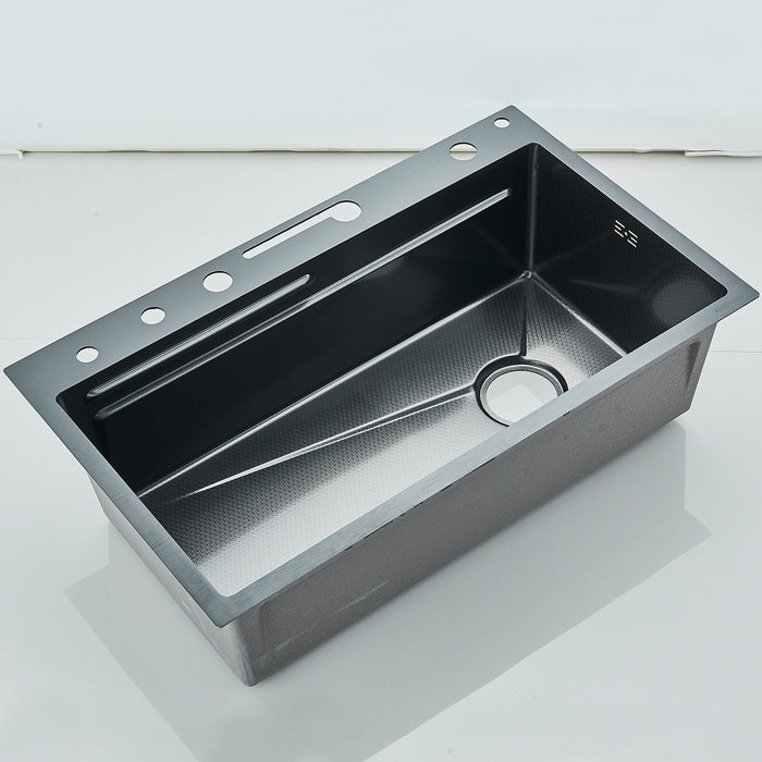 Modern 29.5" Stainless Steel Drop - In Waterfall Kitchen Sink with Pull Down Faucet - Monsta Online